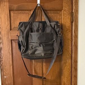 Athleta Cargo Grey/Neon Green Gym Yoga Laptop Weekend‎ Tote Bag